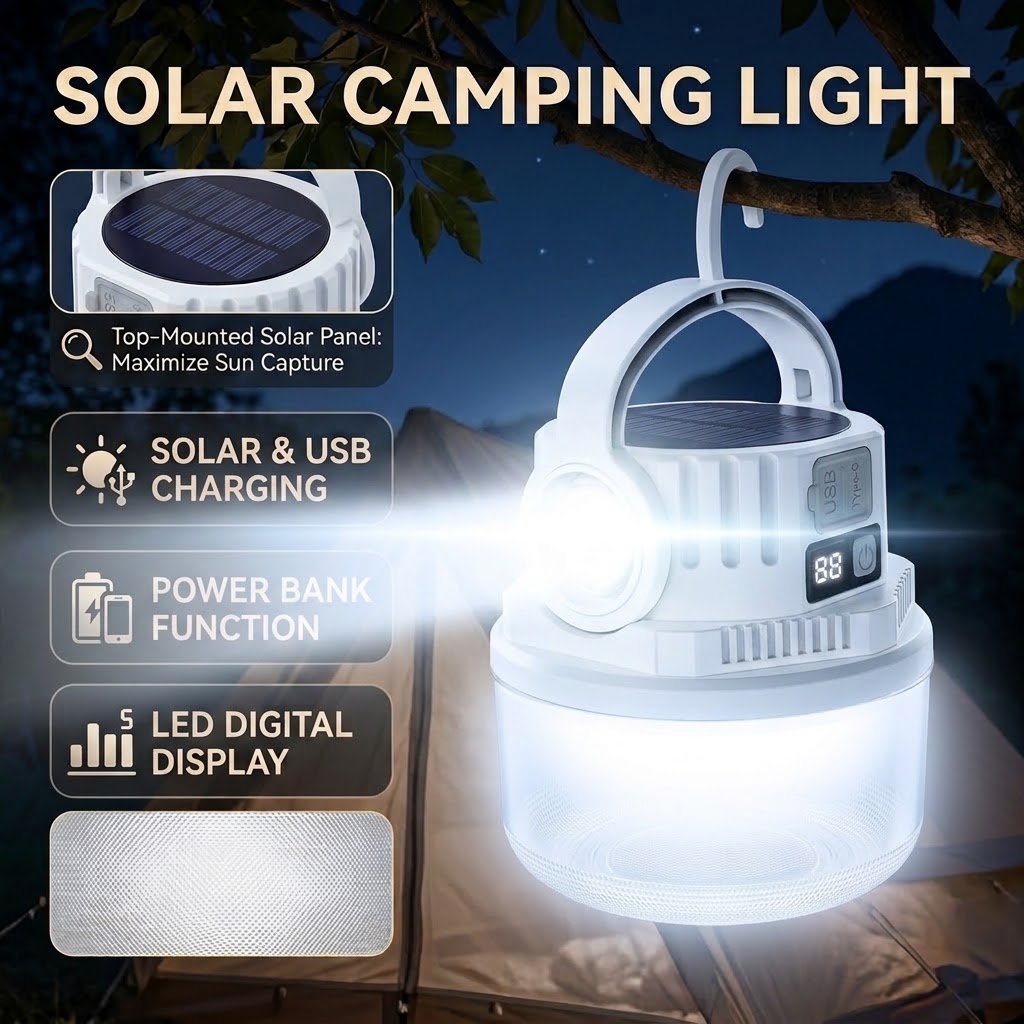 Renewable Energy Generation - Lampe de camping solaire à double